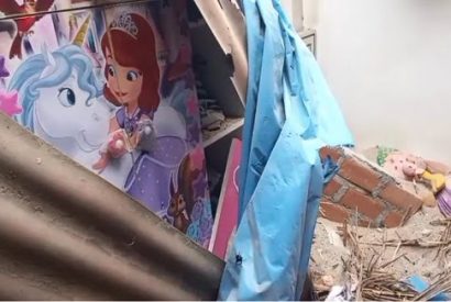 Huaral: Niña queda grave tras caerle pared del tercer piso de la casa vecina.