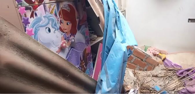 Huaral: Niña queda grave tras caerle pared del tercer piso de la casa vecina.