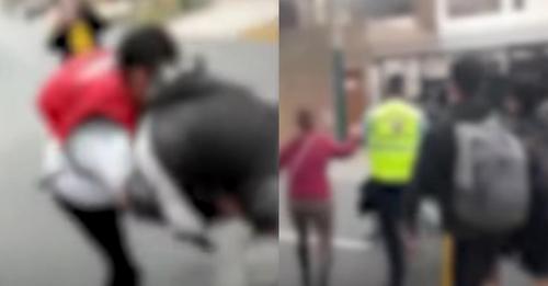Escolar harto del bullying en su colegio llama a su tío y este agarra a golpes al agresor.