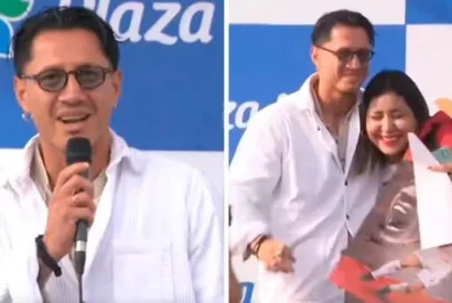 Hincha le roba un beso a Gianluca Lapadula en presentación de libro.
