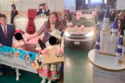 Huancayo Bautizo millonario, niñas recibieron de regalo camioneta, pasajes a Disneyland, joyas y más.