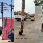 Huaral Poste a punto de caer es un peligro para pobladores.