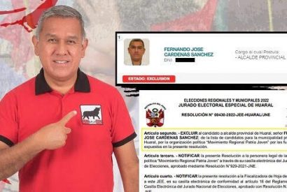 JEE de Huaral excluye a Fernando Cárdenas como candidato provincial por Patria Joven.